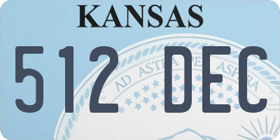KS license plate 512DEC