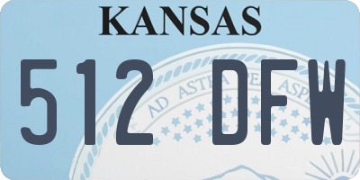 KS license plate 512DFW