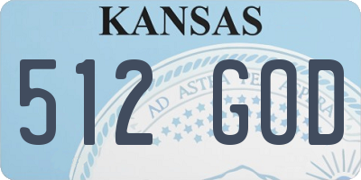 KS license plate 512GOD