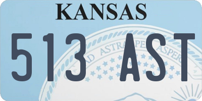 KS license plate 513AST