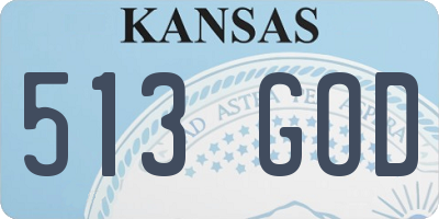 KS license plate 513GOD