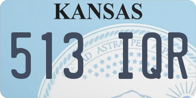 KS license plate 513IQR