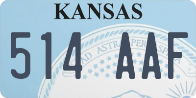 KS license plate 514AAF
