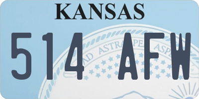 KS license plate 514AFW