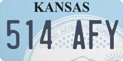 KS license plate 514AFY