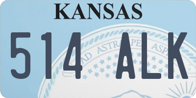 KS license plate 514ALK