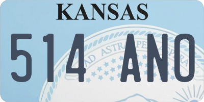 KS license plate 514ANO
