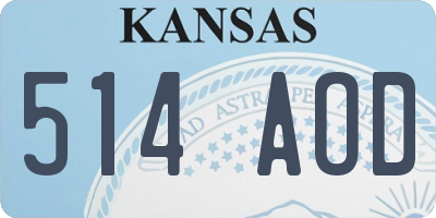 KS license plate 514AOD