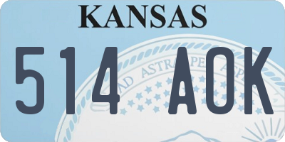 KS license plate 514AOK