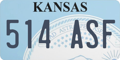 KS license plate 514ASF