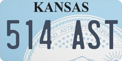 KS license plate 514AST