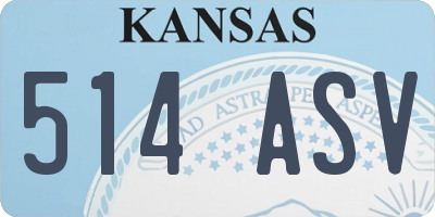 KS license plate 514ASV