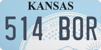 KS license plate 514BOR