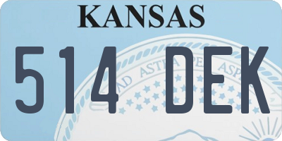 KS license plate 514DEK