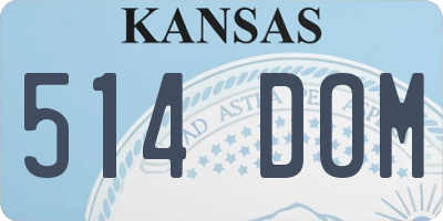 KS license plate 514DOM