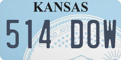KS license plate 514DOW