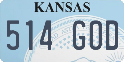 KS license plate 514GOD
