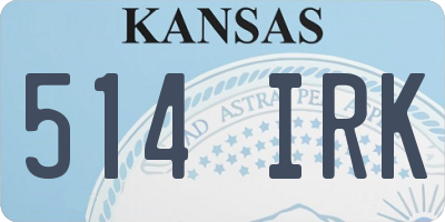 KS license plate 514IRK