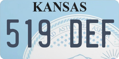 KS license plate 519DEF