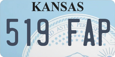 KS license plate 519FAP
