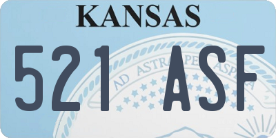 KS license plate 521ASF