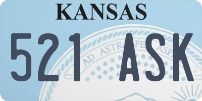 KS license plate 521ASK