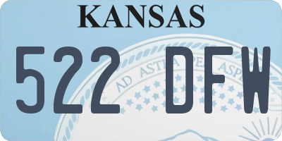 KS license plate 522DFW