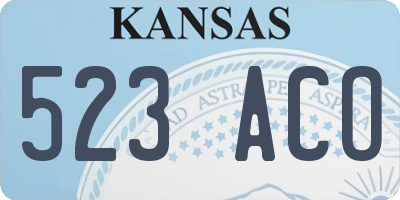 KS license plate 523ACO