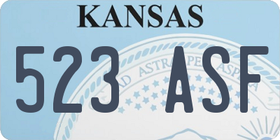 KS license plate 523ASF