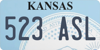 KS license plate 523ASL