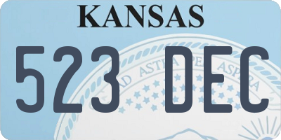 KS license plate 523DEC