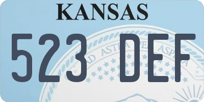 KS license plate 523DEF