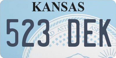 KS license plate 523DEK