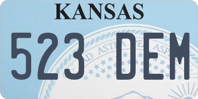 KS license plate 523DEM