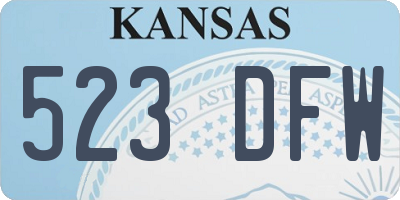 KS license plate 523DFW