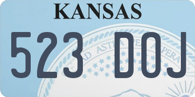 KS license plate 523DOJ
