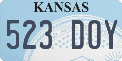 KS license plate 523DOY