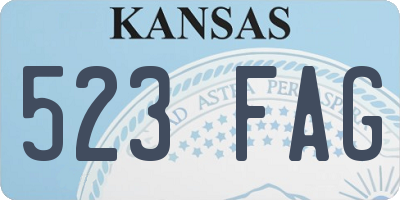 KS license plate 523FAG