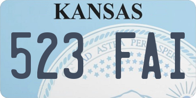 KS license plate 523FAI