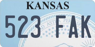 KS license plate 523FAK
