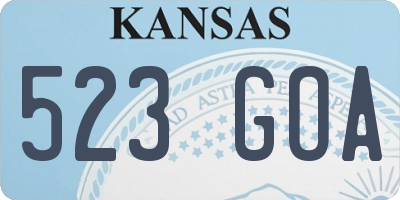 KS license plate 523GOA