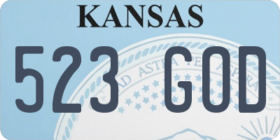 KS license plate 523GOD