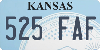 KS license plate 525FAF