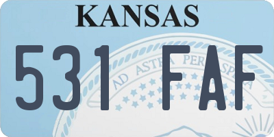 KS license plate 531FAF
