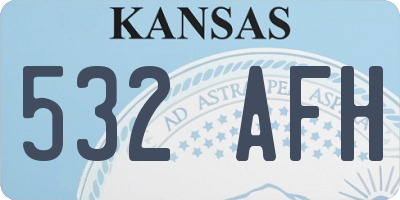 KS license plate 532AFH