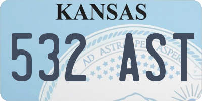 KS license plate 532AST