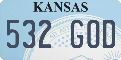 KS license plate 532GOD