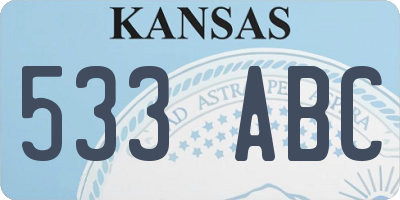 KS license plate 533ABC