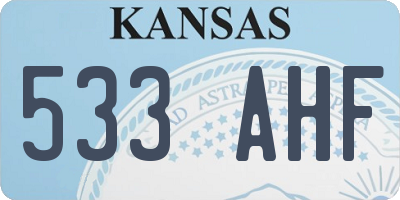 KS license plate 533AHF