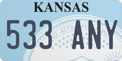 KS license plate 533ANY